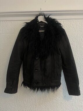 Tornado Mart Japanese Brand Dark Brown Double Breasted Jacket with Sherling Quil